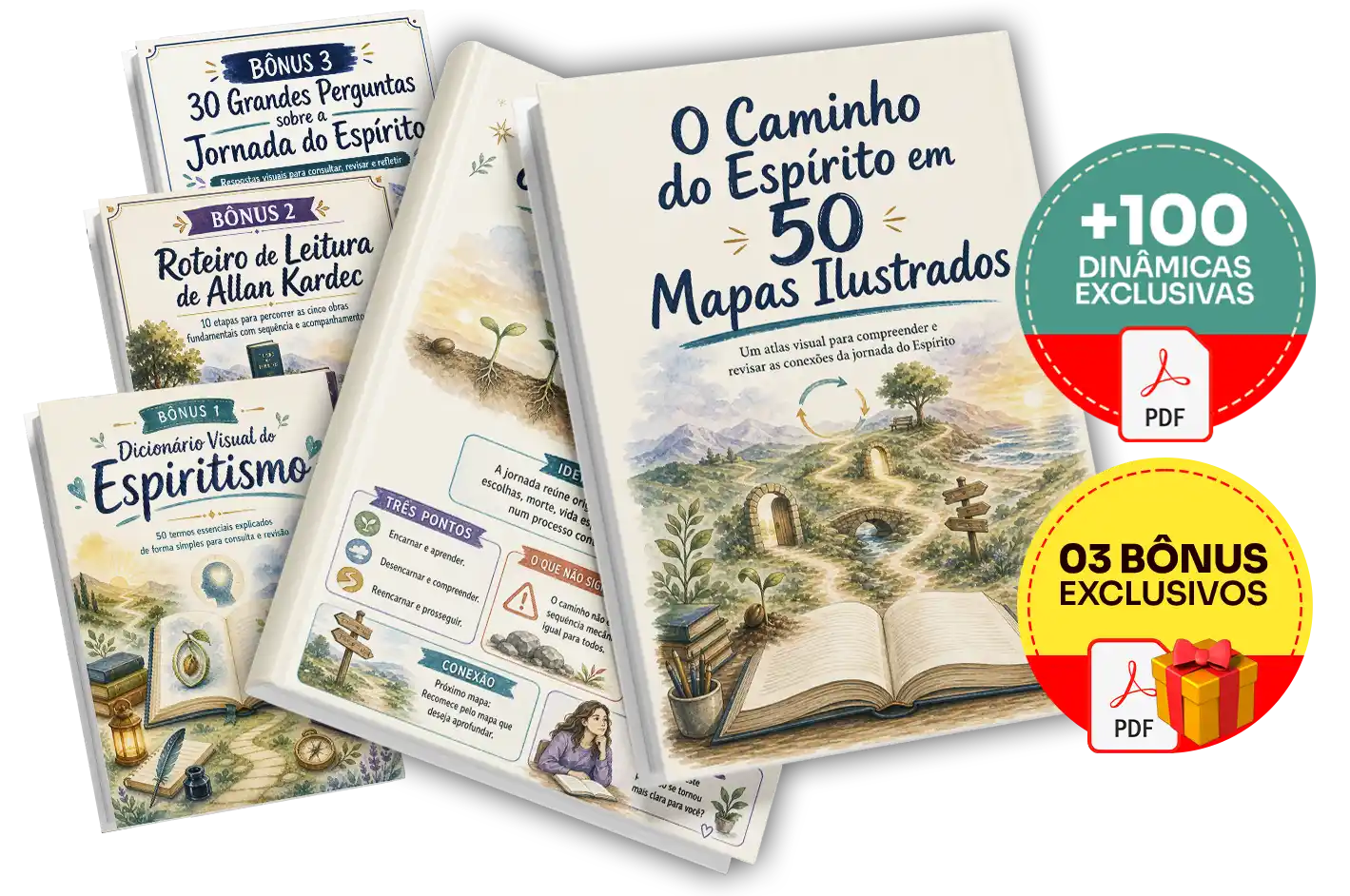 Mockup completo com todos os produtos e bônus