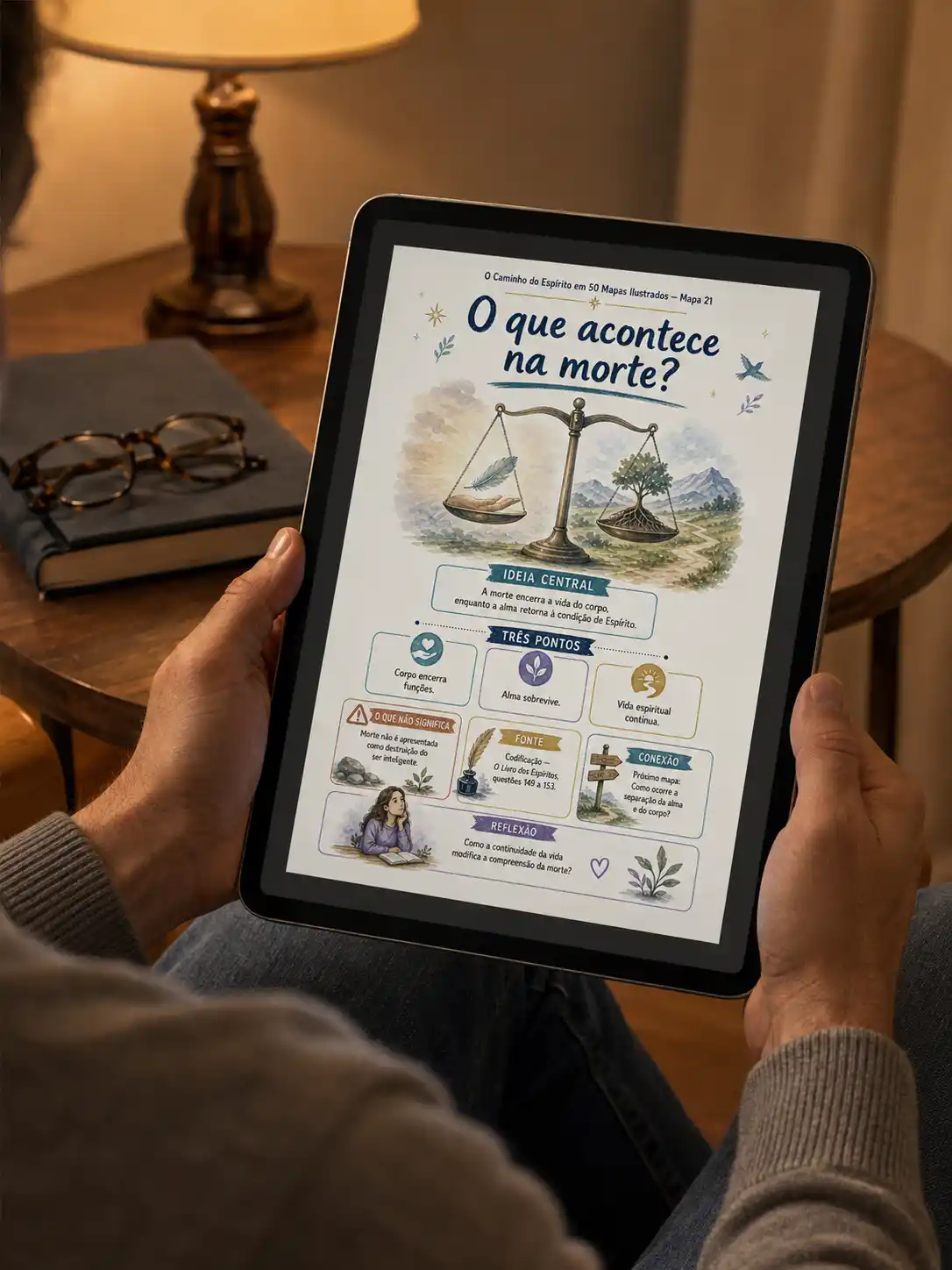 Pessoa estudando o mapa sobre a morte no tablet